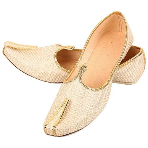 DFR Men Jute Juti | Jutti for Men | Rajasthani Wedding Shoe Loafer, Color - Cream, UK Size - 8.5