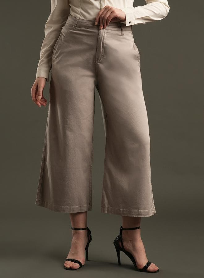 Globus Satin Stretchable Mid-Rise Relaxed Fit Trousers