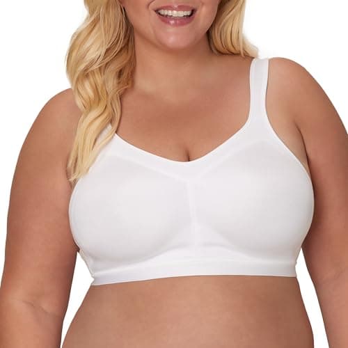 PLAYTEX Womens 18 Hour Wireless Seamless Full-coverage T-shirt With Smoothing Support, Us4159 Bras, White, 44D US