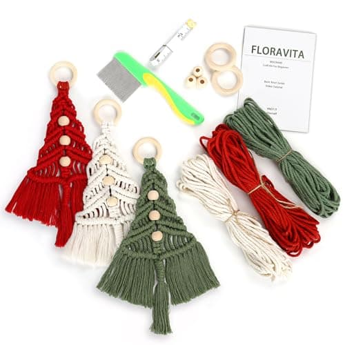 FLORAVITA Macrame Kit for Beginners with StepbyStep Video Tutorials Christmas Tree Craft Starter Kit for Adults Kids DIY Wall Hanging Art Decor Festive Activity Unique Gift Xmas Gift