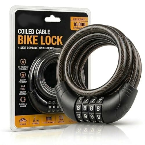SARTE Multi Use Lock for Bike, Cycle, Helmet, Luggage with 4 Digit Resettable Bike Cable Lock, Heavy Duty Anti-Theft Protection (L 3.11 feet xThickness 8 mm)