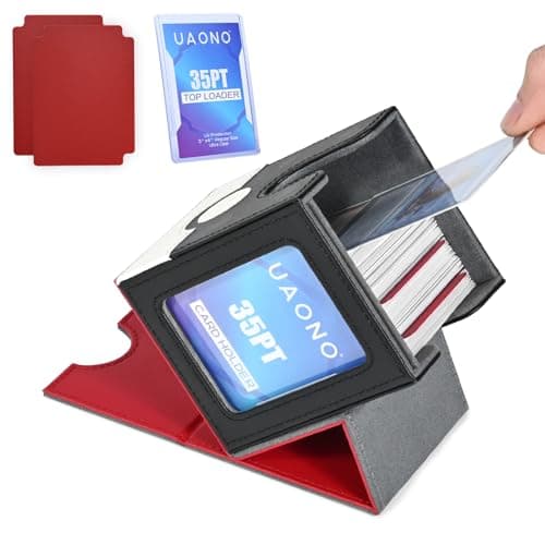 UAONO Card Deck Box with MTG Commander Display Deck Case Holds 100 DoubleSleeved Cards Trading Card Storage Box Fits TCGPTCGSports Card with 2 Dividers 1 Top Loaders Red White
