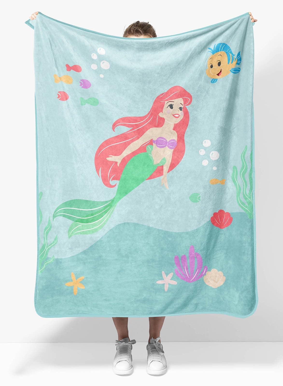 Disney The Little Mermaid Plush Travel Throw Blanket Measures 40 x 50 Inches Super Soft Cozy Princess Travel Accessories Features Ariel