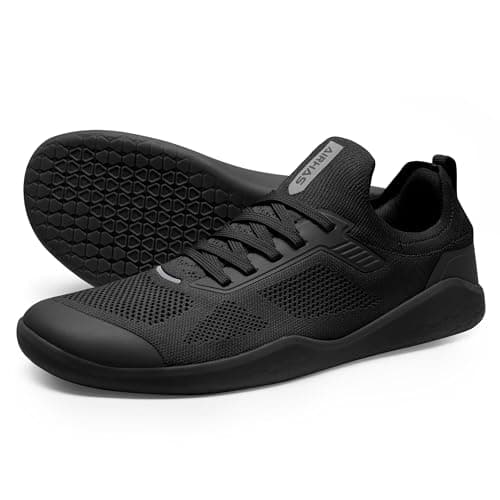 AIRHAS Men's Barefoot Shoes Zero Drop Wide Toe Box Minimalist Gym Shoes for Men Deadlift Cross Training Sneakers (Black,9.5 Wide)