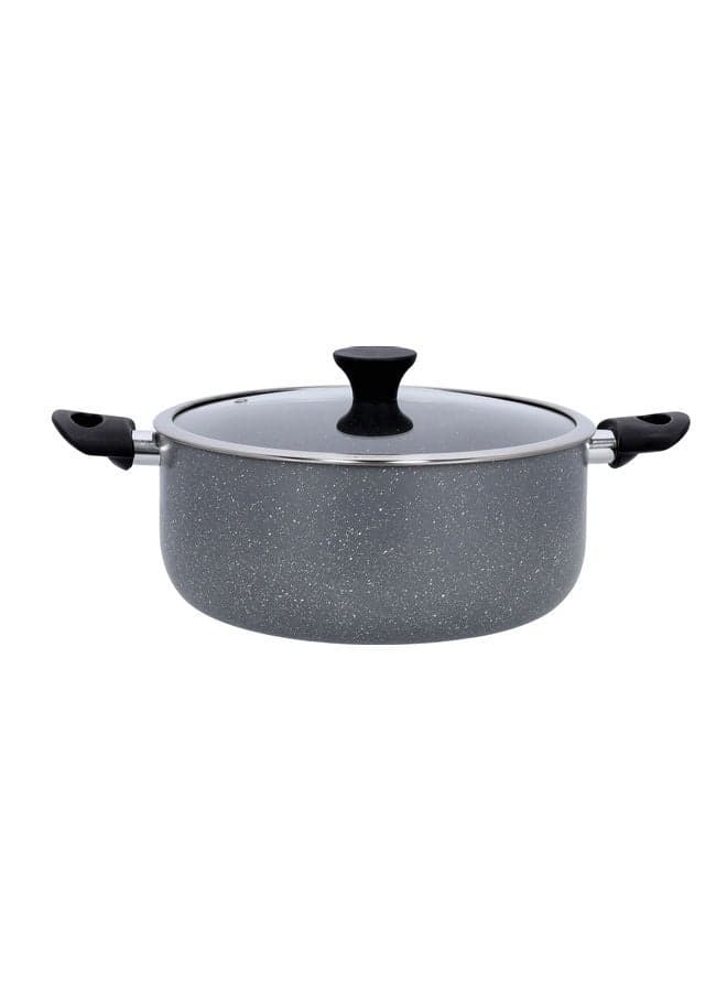 Granite Coated Casserole With Glass Lid Multicolour 28x2.5x12cm