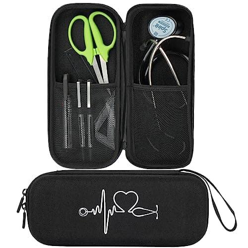 CDBXPRG Stethoscope Case for 3M Littmann Classic III,Stethoscope Bag for Lightweight II S.E,Cardiology IV,Extra Room for Doctor & Nurse Accessorie Black