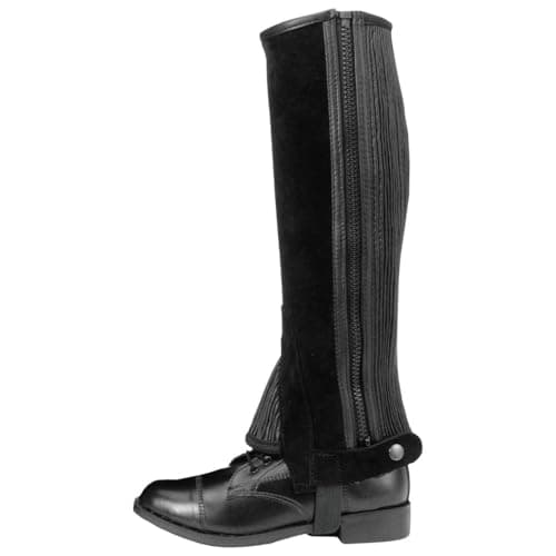 Tough 1 Suede Leather Half Chaps, Black, Medium