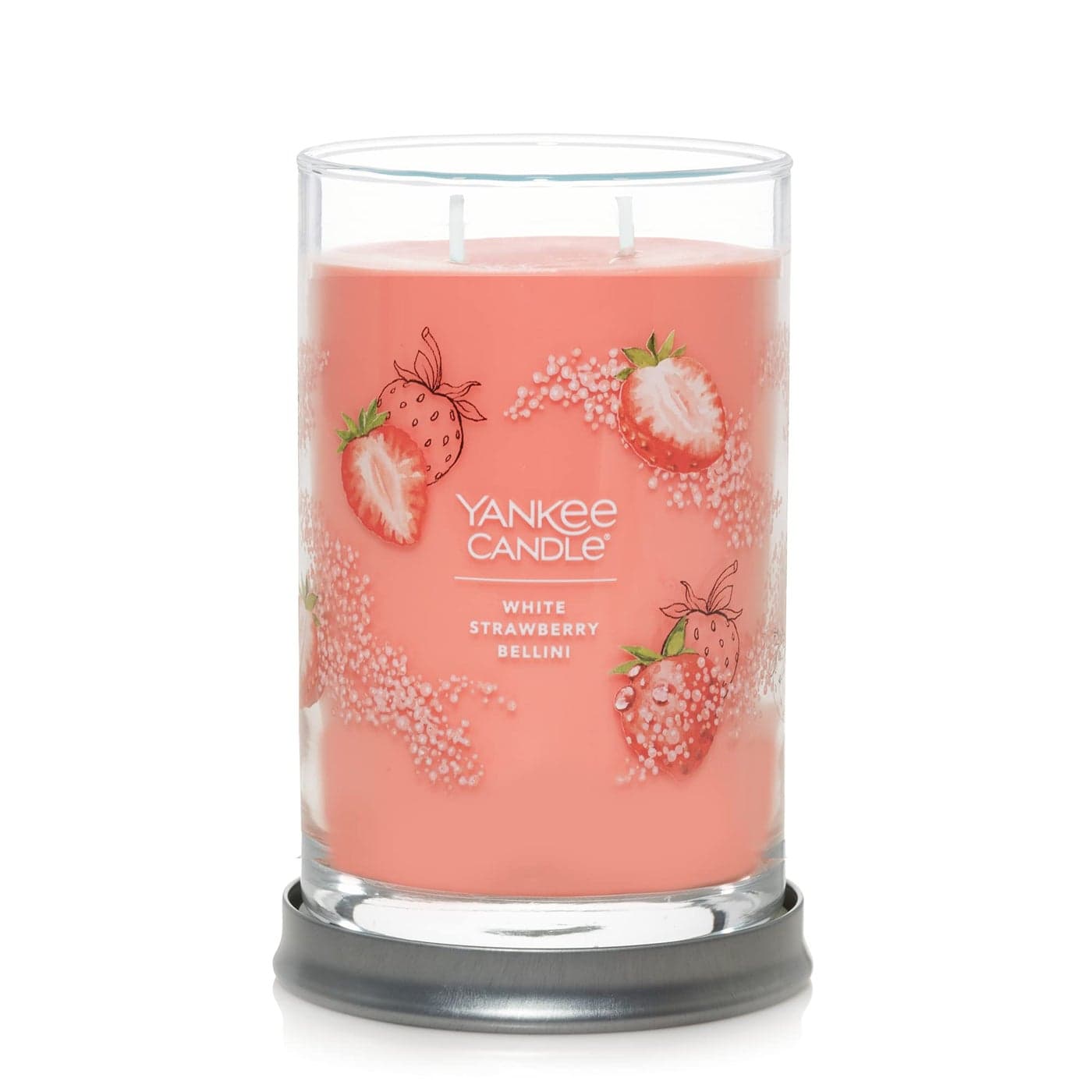 Yankee Candle White Strawberry Bellini Scented Signature 20oz Large Tumbler 2Wick Candle Over 60 Hours of Burn Time