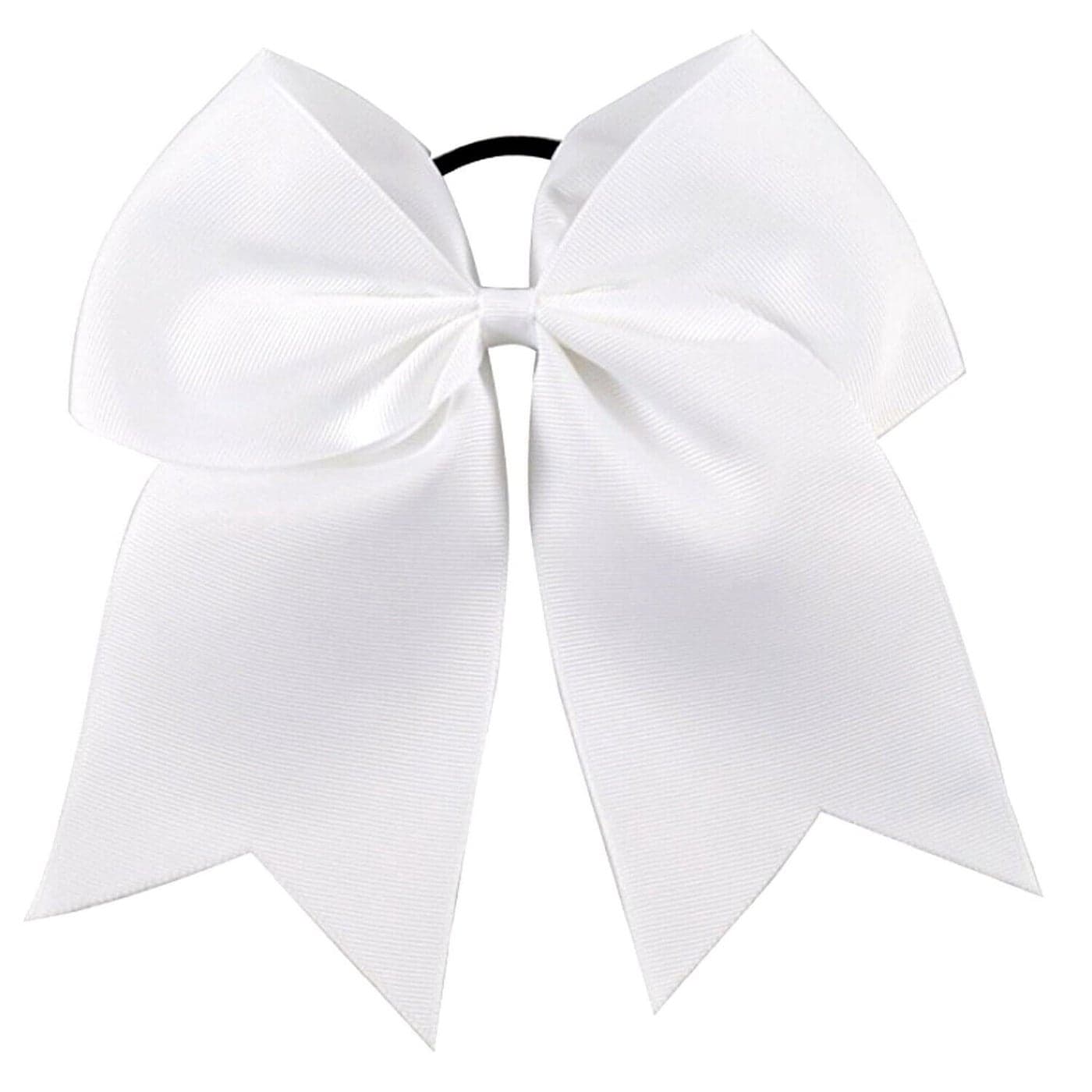 Kenz Laurenz Cheer Bows White Cheerleading Softball Gifts for Girls and Women Team Bow with Ponytail Holder Complete your Cheerleader Outfit Uniform Strong Hair Ties Bands Elastics 1