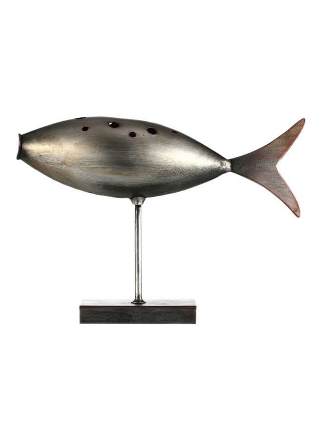 Decorative Fish Sculpture Silver 25x7x18centimeter