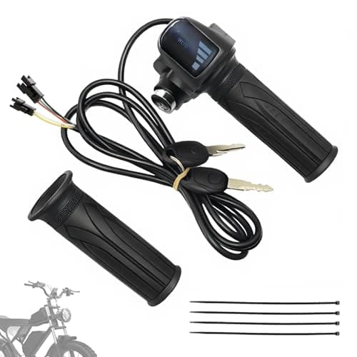Hizoncore Ebike Full Twist Throttle Fits Ridstar Q20, 48V Plug and Play Throttle 3 Pin Easy Installation, LCD Display with Key Lock, Throttle Grips for Ebike Motorcycle Scooter