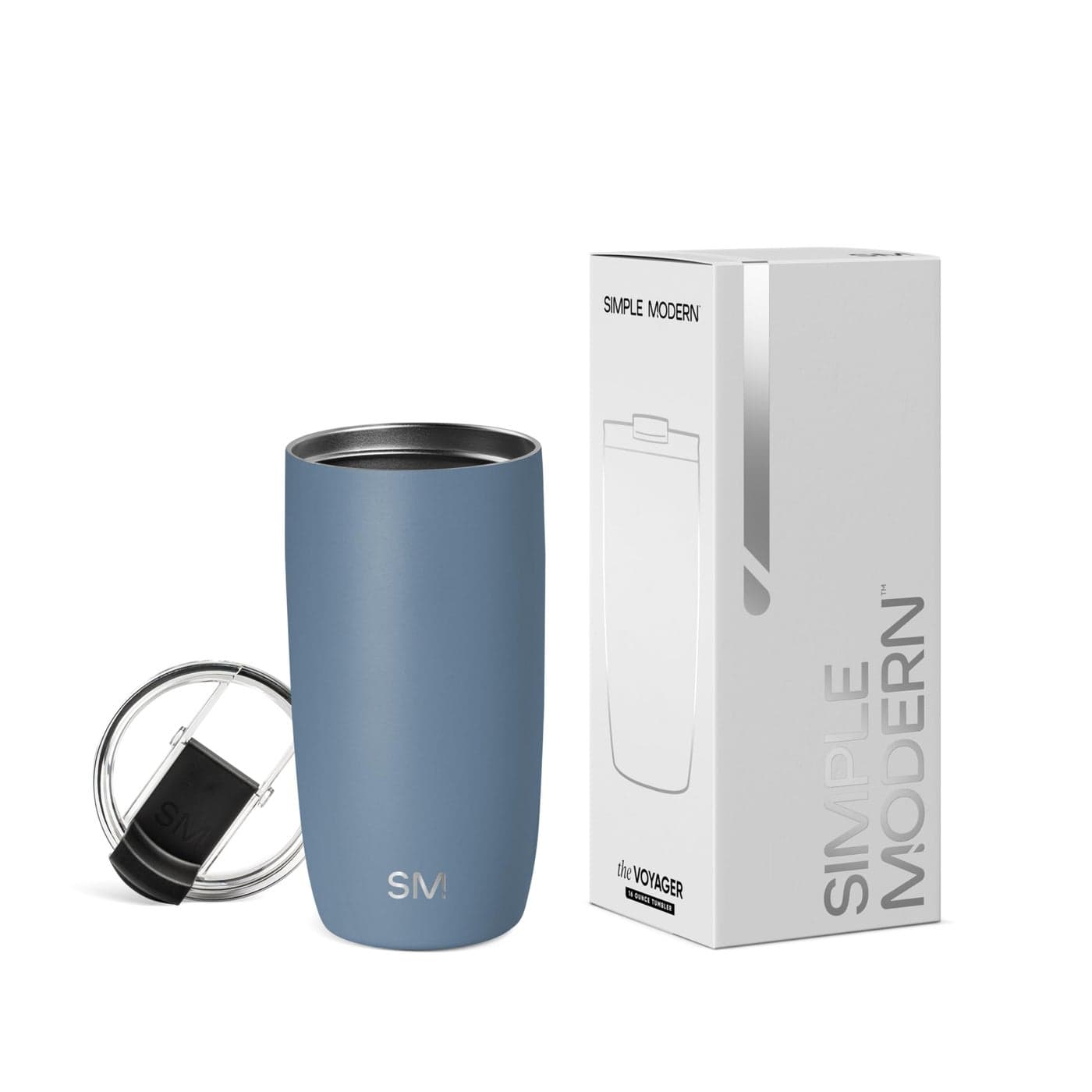 Simple Modern Travel Coffee Mug Tumbler with Flip Lid Reusable Insulated Stainless Steel Cold Brew Iced Coffee Cup Thermos Gifts for Women Men Him Her Voyager Collection 16oz Blue Dune