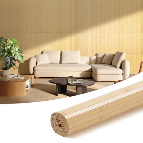 OUZUGIE 1 Pack 96x24 Inch Natural Bamboo Wall Panel – Brown Burned Pole Wrap Paneling for Walls, Ceilings, Cabinets, Furniture – Ideal for Bedroom, Living Room & Office DIY Decor