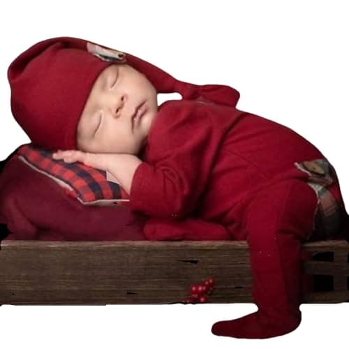Vedory Christmas Newborn Baby Photo Shoot Props Outfits Crochet Clothes Santa Claus Red Hat Pants Photography Props Claret