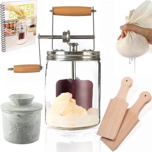 Dazey Butter Churner - Butter Crock, Cheese Cloth, Butter Paddles, Recipe Book INCLUDED- Hand Crank Butter Churn Manual Butter Maker- Create Delicious Homemade Butter With Your Own Dazey Churner