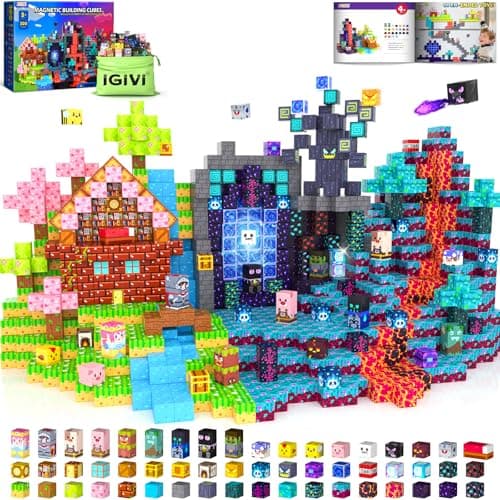 300PCS Magnetic Blocks Build Mine Magnet World Set Stacking Magnetic Building Cubes for Kids Ages 46 68 812 STEM Montessori Sensory Toys for Toddler Christmas Birthday Gifts for Boys Girls