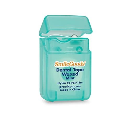 Practicon SmileGoods Mint Waxed 12 Yard Dental Tape, Shred Resistant Nylon Tape Floss, Mini Sample Size Floss for Giveaways, Travel, Kids, Adults, Patients, Bulk 72 Pack
