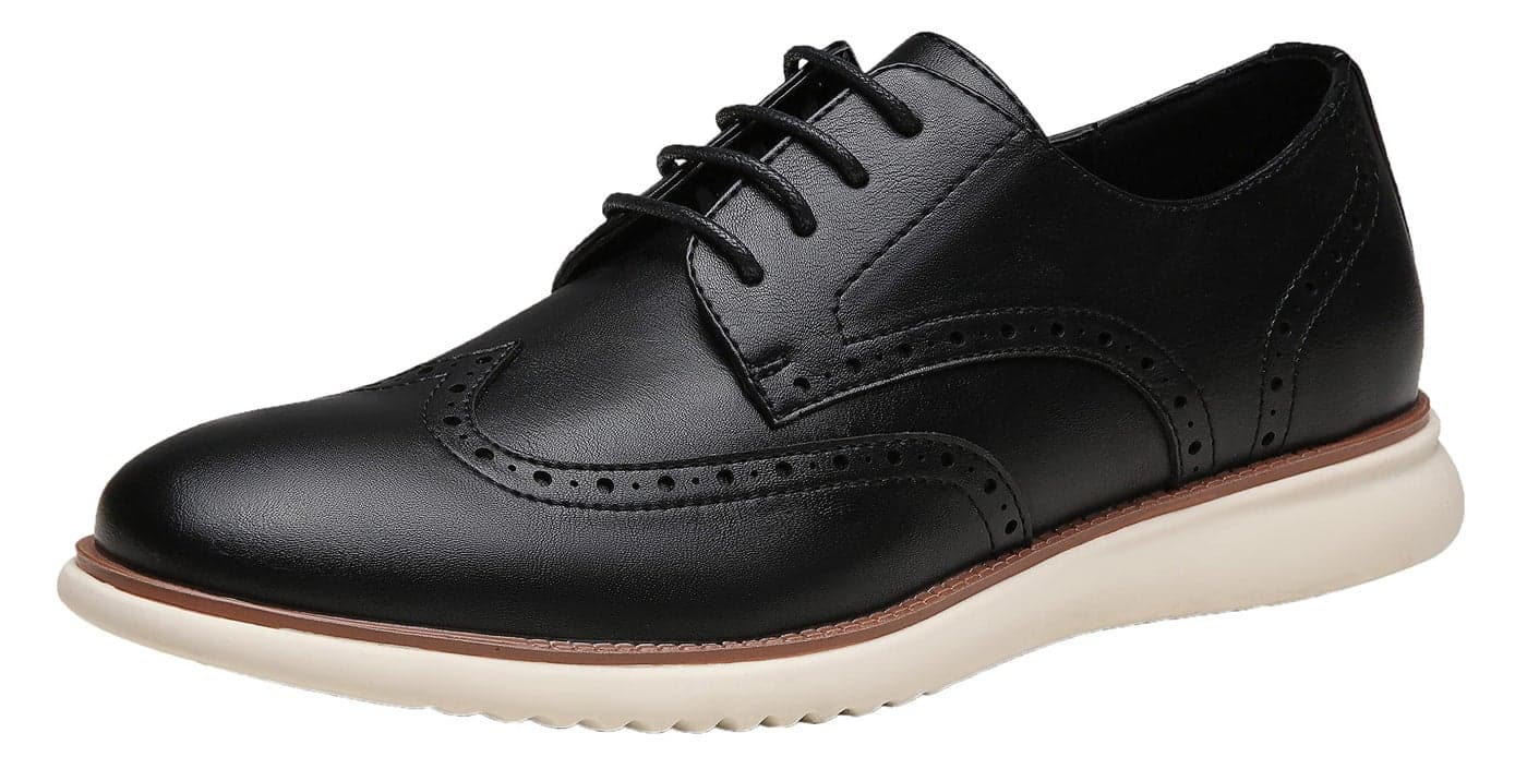 Jousen Mens Dress Shoes Oxfords Casual Wingtip Brogue Classic Formal Derby Business Dress Shoes for Men (AMY9007 Black 10)