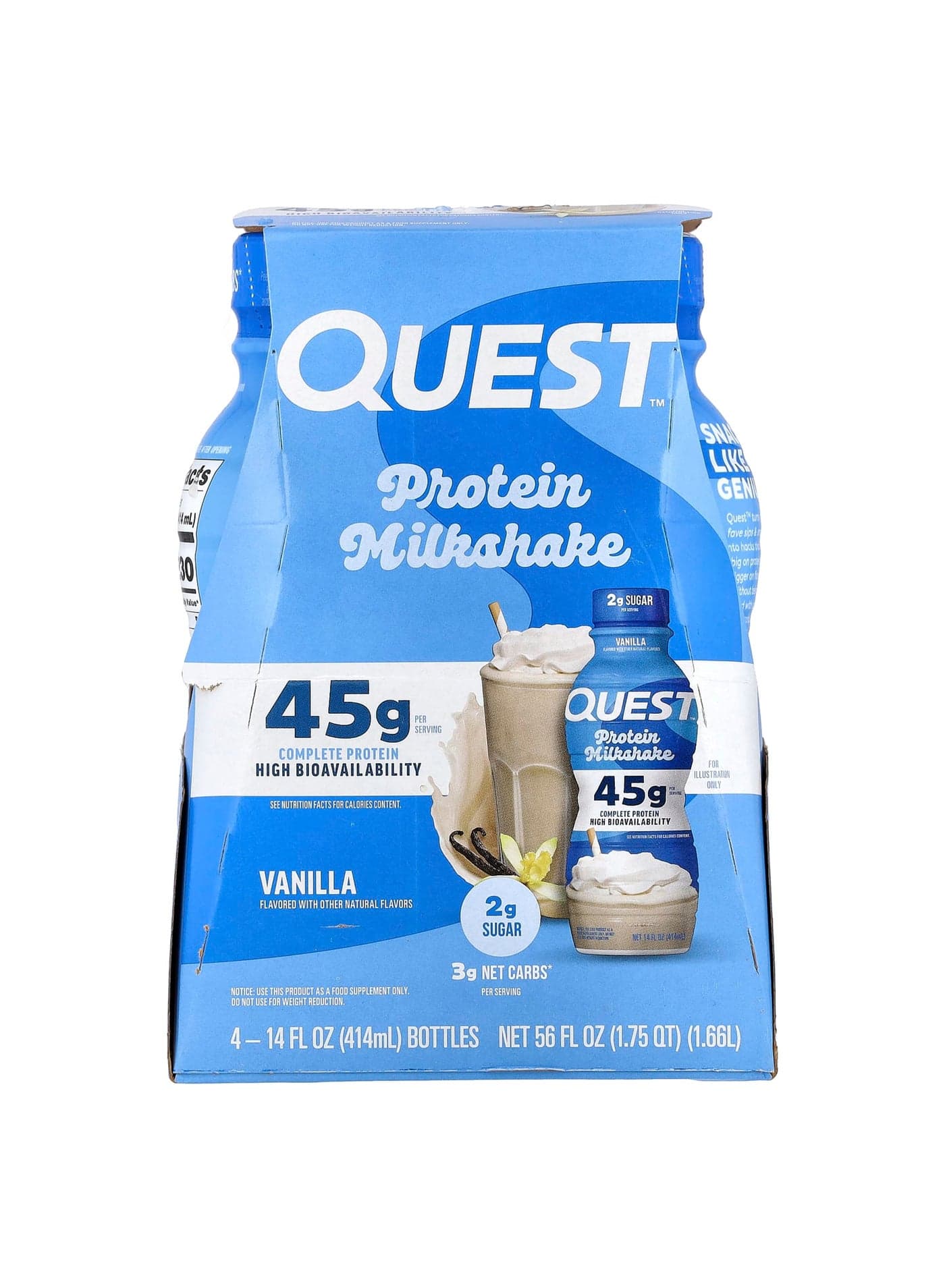 Protein Milk Shake, Vanilla, 4 Bottles, 14 fl oz (414 ml) Each