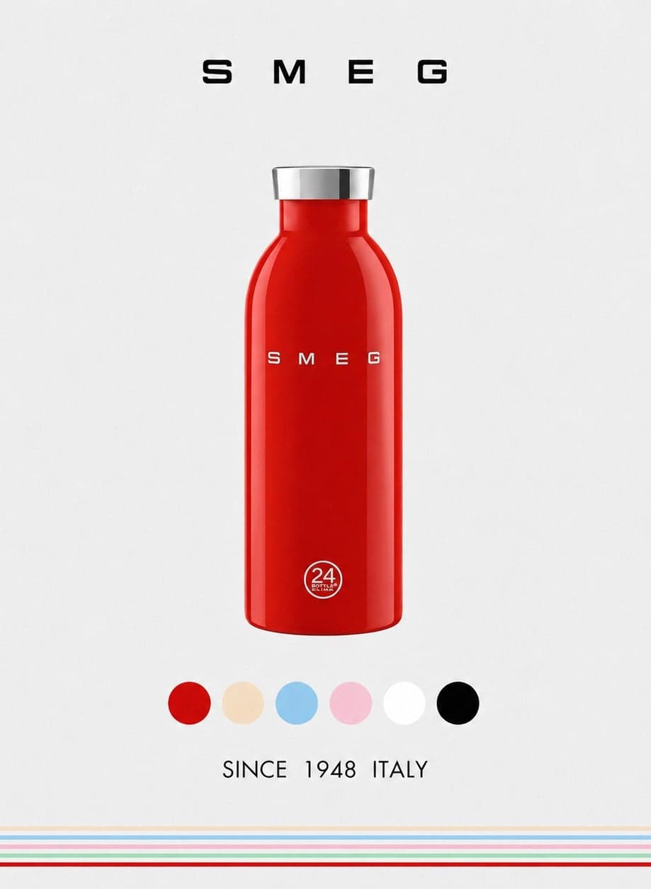SMEG 24Bottles Clima bottle thermos 500ml, Travel Coffee Mug, Insulated Beverage Cup With Leakproof Lid, Long Lasting Coffee Tumbler With Lid, Travel Coffee Thermos, red.