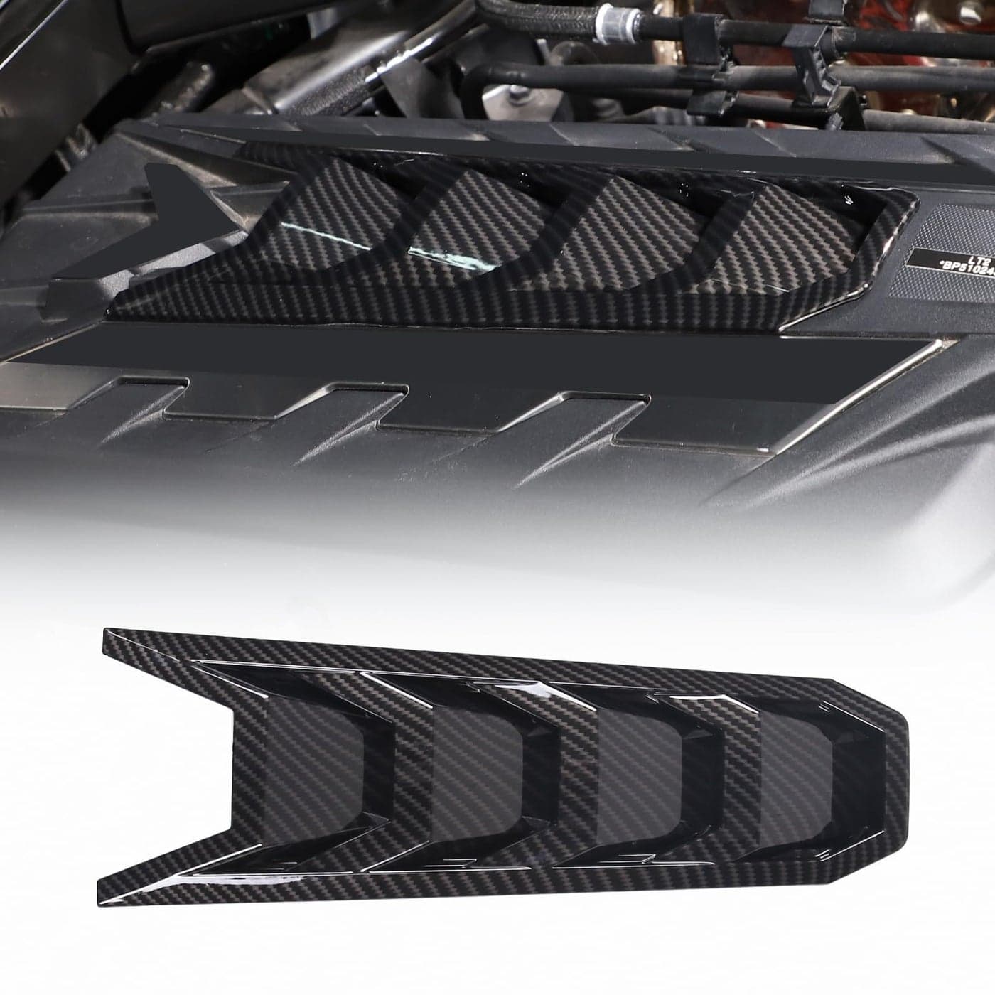 Engine Shroud Cover Panel Trim Compatible with Chevrolet Corvette C8 20202023 Edge Engine Cover C8 Accessories 1PCS Carbon fiber pattern