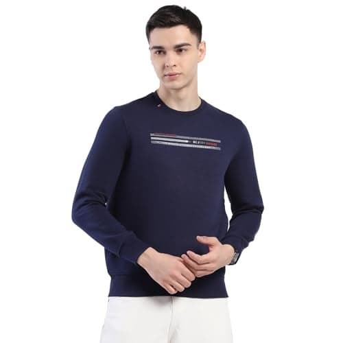 Monte Carlo Men Regular Fit Solid Pattern Round Neck Pull On Full Sleeve Winter Sweatshirt|Warm and Comfortable Sweatshirt | Winter wear Sweatshirt for Men's vy Blue XL(Pack of 1)