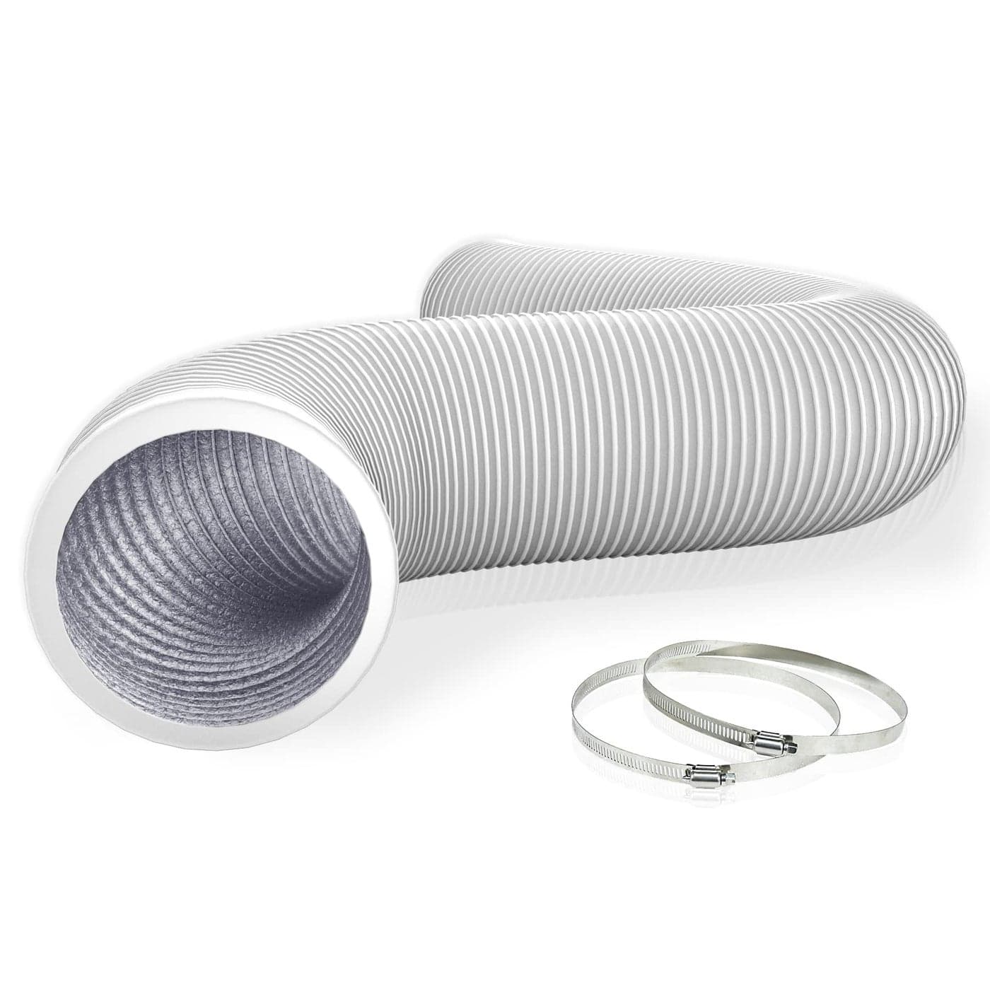 Flehomo 4Inch 25Ft Aluminum Ducting Flexible Heavy Duty 4 Layer Protection Ducting Vent Hose for HVAC Ventilation and Exhaust Duct Fan System White