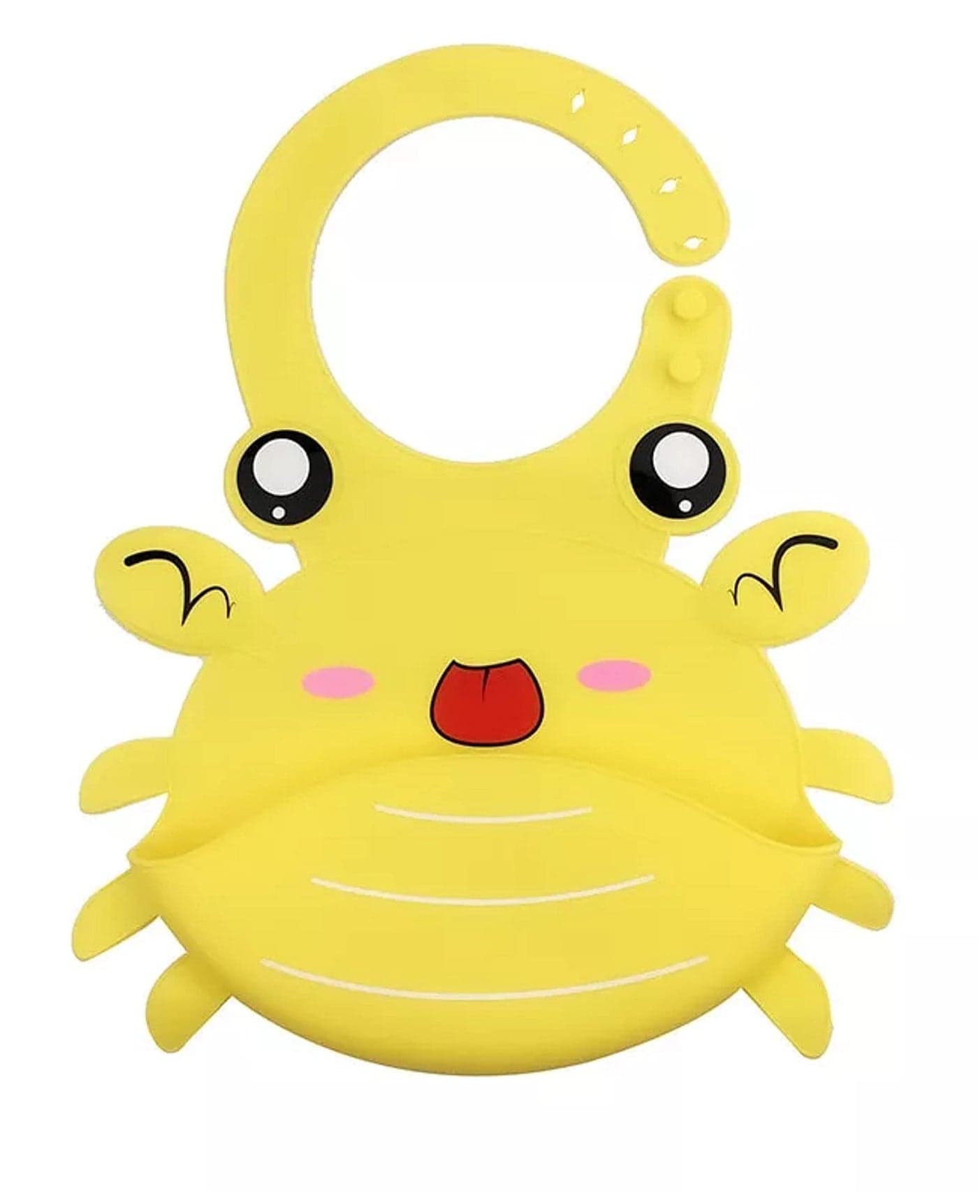 RIANZ Silicone Crab Baby Bibs, Waterproof Baby Drool Bibs with Wide Pocket BPA-Free Easily Wipe Clean Cute Cartoon Design for Unisex Infant Babies Toddlers (6 to 48 Months) (Yellow)