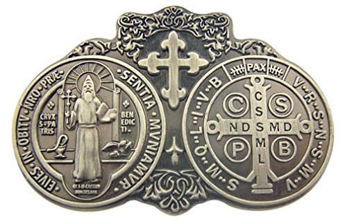 Sacred Traditions Saint St Benedict of Nursia Medal 2 3/4" Zinc Alloy Visor Clip