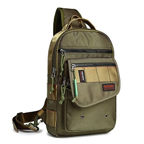 NICGID Sling Bags, Chest Shoulder Backpacks Crossbody Purse Outdoor Chest Bag Travel Backpack for Men Women (Army green-385)