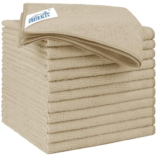 HOMEXCEL Brown Microfiber Cleaning Cloth 12 Pack 125 x 125 inch Microfiber Towels for Cars Ultra Absorbent Car Washing Cloth Lint Free Streak Free Cleaning Rags for Car Kitchen and Window