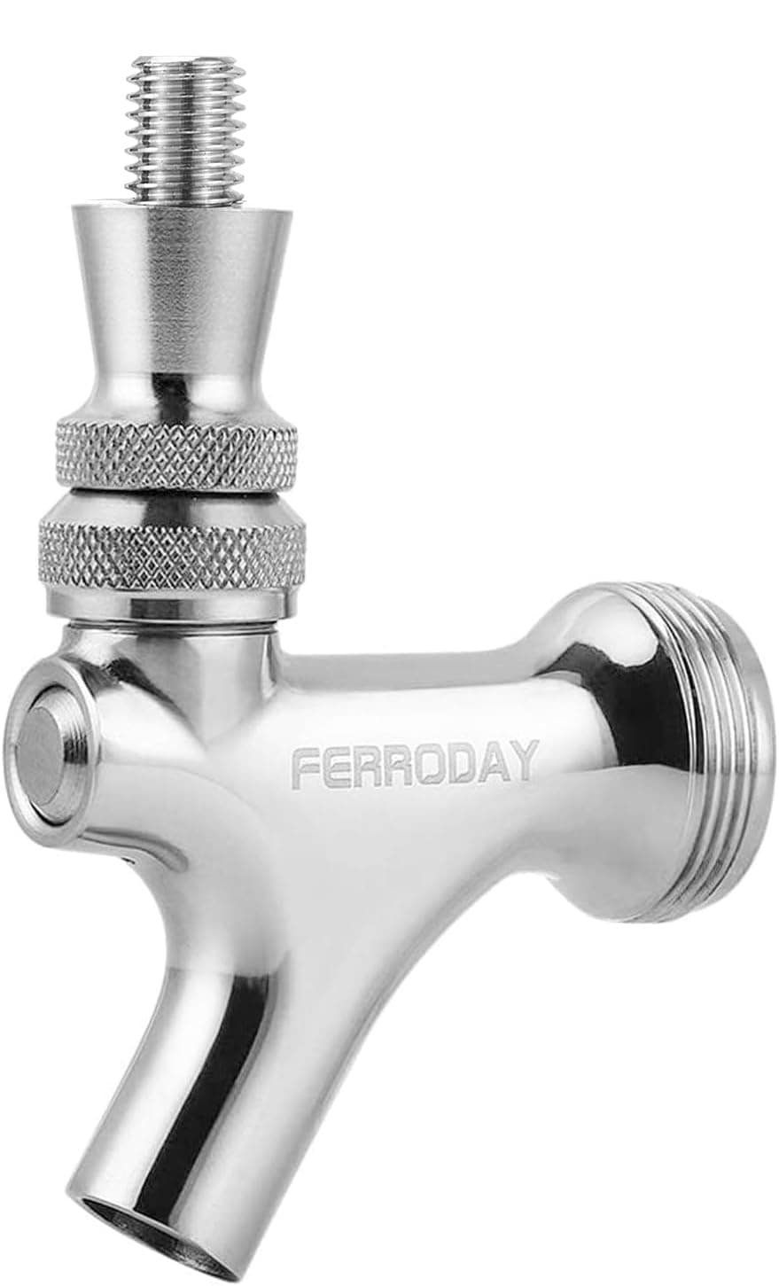 FERRODAY Upgraded Beer Faucet All 304 Stainless Steel Beer Tap Keg Spout Beer Tower Faucet Beer Keg Faucet Draft Beer Faucet Beer Tap Faucet Kegerator Tap Spout Kegerator Part Replacement Faucet