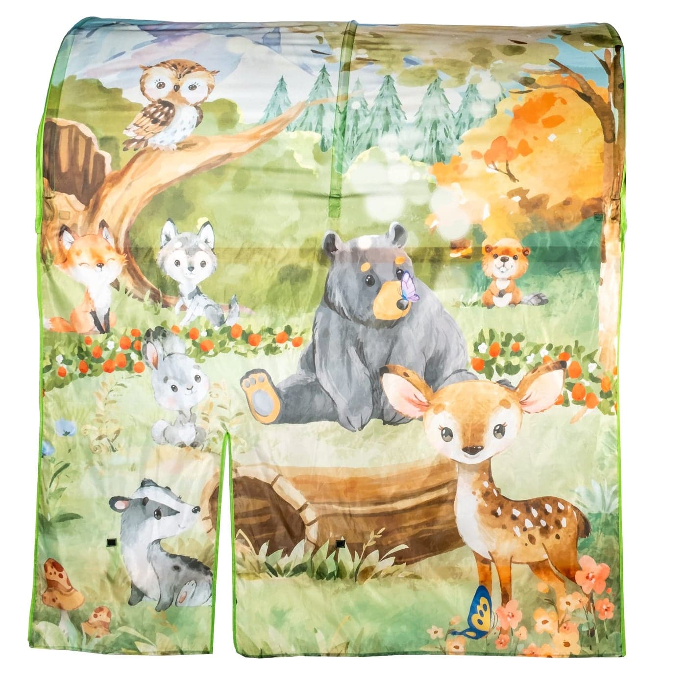 KURA Bed Tent Canopy Beds Childrens Bed Tent Compatible with IKEA Kura Bed Kids Play or Sleep Tent for Indoors Kids Bed Tent Kids Tents Kura Bed Not Included Woodland Pattern