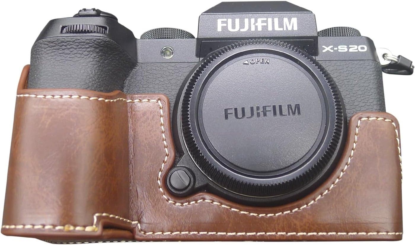 Rieibi Fuji XS20 XS20 Case Quality PU Leather Half Case for Fujifilm XS20 Digital Camera Body Protective Grip Case for Fujifilm XS20 XS20 Coffee