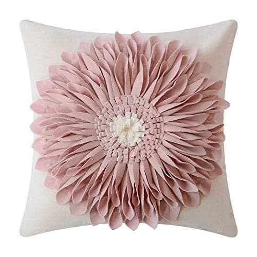 OiseauVoler Decorative Throw Pillow Covers Handmade 3D Flower Cushion Cover Cases Accent Pillowslip Square Gift Home Sofa Car Bed Room Decor 18 x 18 Inch Rose Gold