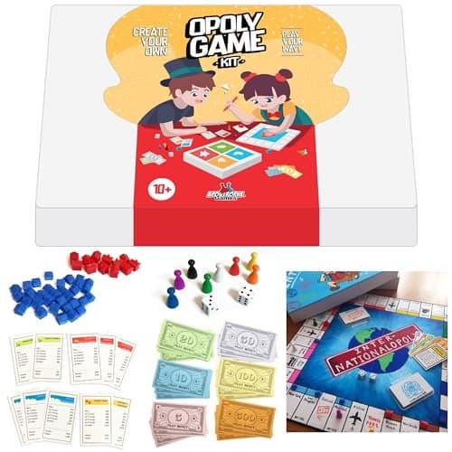 Create Your Own Opoly Board Game Blank Game Board with Board Game Accessories Blank Cards Property Cards Ideal for DIY Family Games Creative Projects