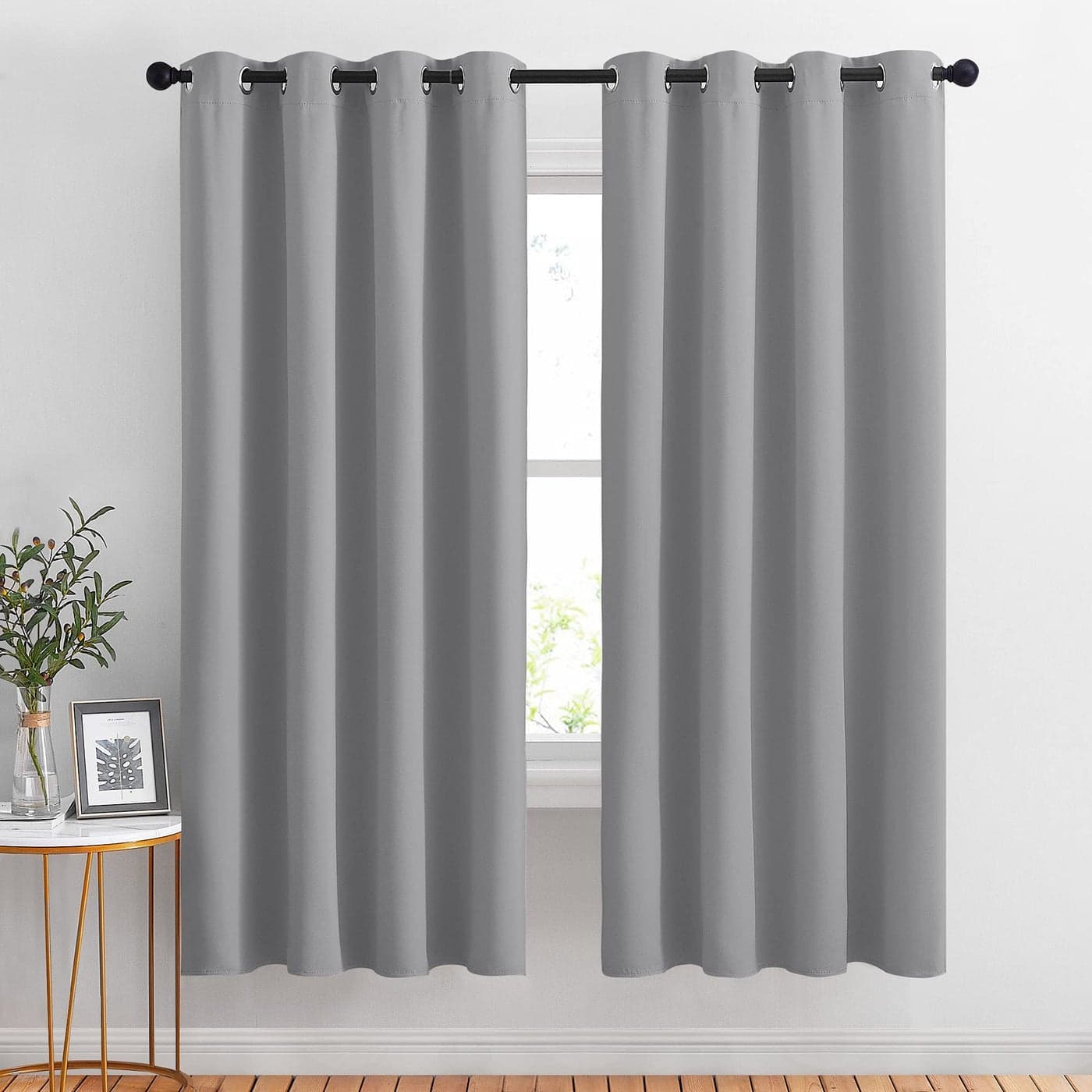 NICETOWN Blackout Curtains Panels for Bedroom Thermal Insulated Solid Ring Top Blackout Window Curtain Panels for FlatApartment 2 Panels 52 x 72 Inch Silver Grey