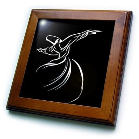 3dRose ft_63146_1 Whirling Dervish Sufi Whirling, Meditation, Dervishes,Rebirth,Love, Acrylic Painting, Islam, Turkish Framed Tile, 8 by 8-Inch