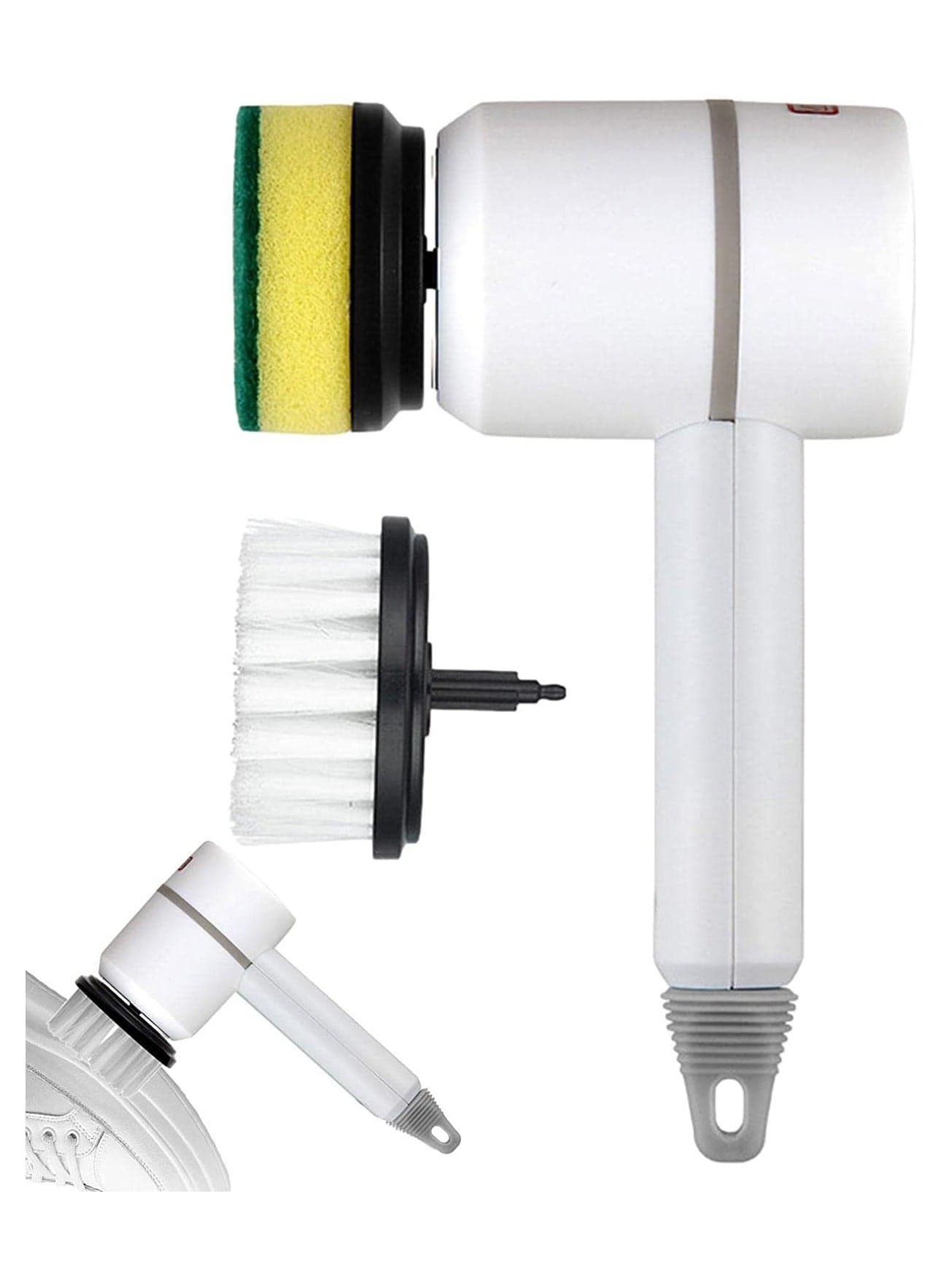 Multifunctional Rotating Electric Scrubber | Household Cleaning Brushes | Power Brushes Suitable for Bathroom, Wall, Tile, Floor, Bathtub, Kitchen (White)