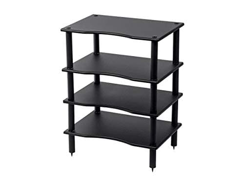 Monolith 4 Tier Shelf Audio Stand - Open Air Storage, Modular Design, Sturdy, Compatible with Bose, Polk, Sony, Yamaha, Pioneer and Others, Black