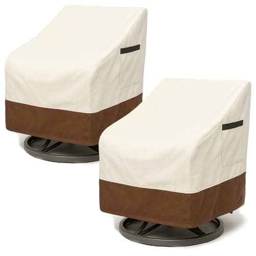 Waterproof Patio Chair Covers Heavy Duty 600D Lawn Outdoor Furniture Covers for Swivel Lounge Rocking Adirondack Chairs AllWeather UV Fade Resistant 28W x 32D x 36H in 2Pack Beige Brown