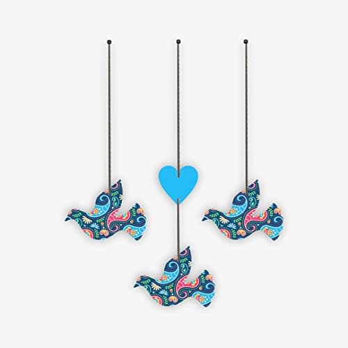 CVANU Beautiful Bird Wood Showpiece Item to Increase The Charm of Your Home Size (4.5inch X 6inch) Multicolor (Set of 3 Birds) CV02