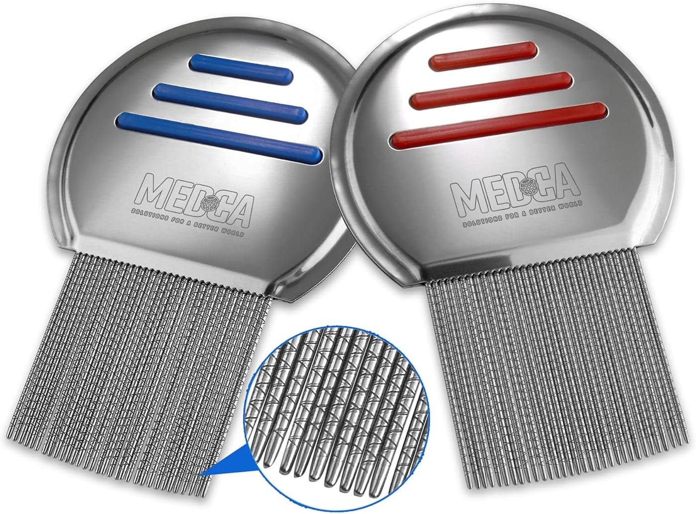 Lice Comb Pack of 2 Stainless Steel Professional Lice Combs and Head Lice Treatment to Effectively Get Rid of Hair Lice and Nits Best Results for Infection and Reinfection in Kids Adults