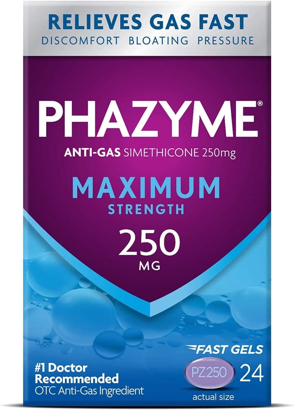 Phazyme Maximum Strength 250 mg AntiGas Softgels 24 Count Pack of 2