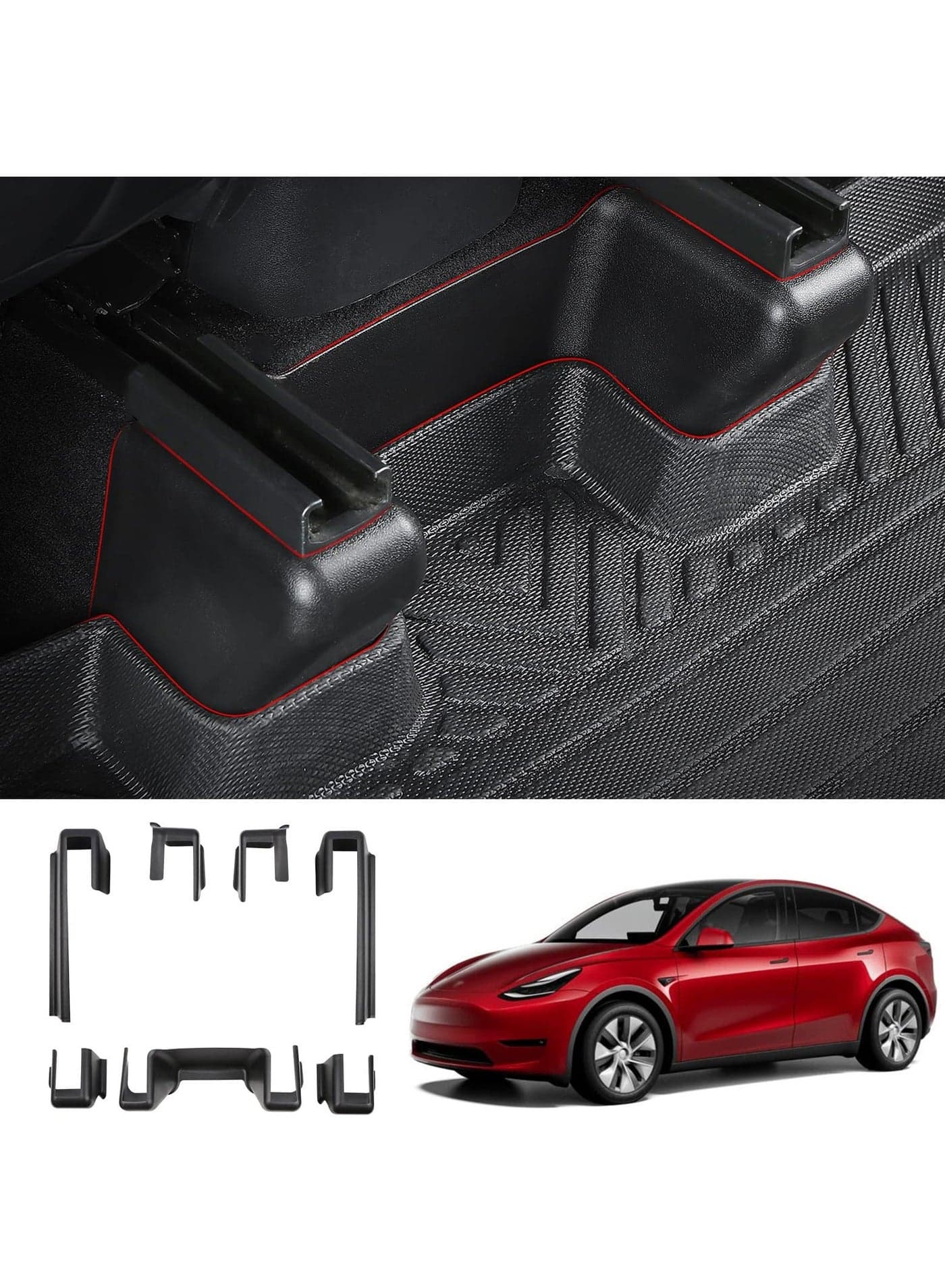 Fit Tesla Model Y Seat Slide Rail Cover Pad Protector Under Track Anti-Kick Scuff Plates Wrap Kit Accessories(7 Pcs)