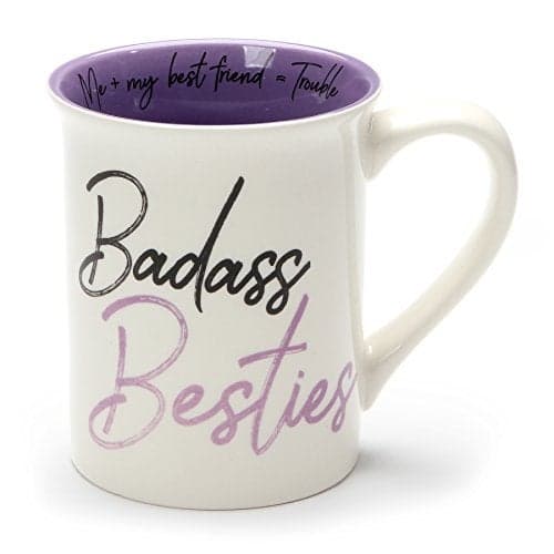 Our Name Is Mud "Badass Besties" Stoneware Mug, 16 ounce, Purple