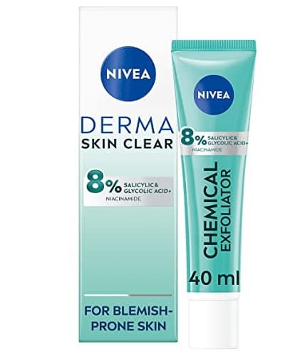NIVEA Derma Skin Clear Night Exfoliator LeaveOn Facial Care with Glycolic Acid Salicylic Acid and Niacinamide Lightweight Evening Skincare Formula Dermatologically Tested Face Treatment 40 ml