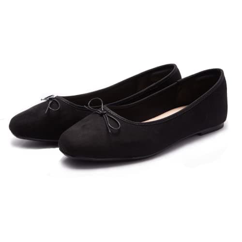 AFEETSING Women's Round Toe Ballet Flats Comfortable Bow Dressy Flats Shoes for Women (A-black1, Numeric_11)