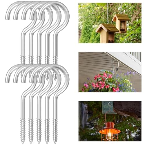 Dpyrrhic 4 Inch Large Heavy Duty Screw Hooks, 10 Pcs Ceiling Hooks for Hanging Plants Indoor and Outdoor Use