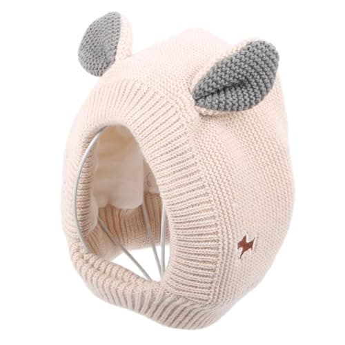 INFISPACE Baby's Super Warm Winter Woolen Skull Beanie Cap with Fur Inside | Monke Cap with Dog Ears (Age: 2 Years to 8 Years) (in, Age, 2 Years, 8 Years, Beige)